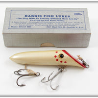 Harris Fish Lures White Pearl Red Dot Size 4 Salmon Plug In Box