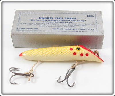 Harris Fish Lures White Red Dot Yellow Scale Size 5 Salmon Plug In Box