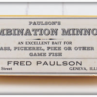 Vintage Fred Paulson Paulson's Combination Minnow Empty Box 