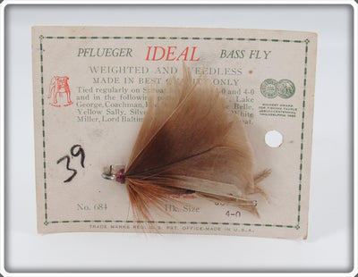 Vintage Pflueger Cow Dung Ideal Bass Fly Lure On Card