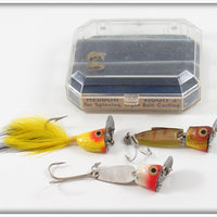 Heddon Yellow, Perch & Red Head Fidgit 3 Lure Set In Box