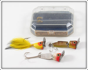 Heddon Yellow, Perch & Red Head Fidgit 3 Lure Set In Box