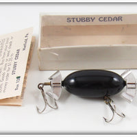 Vintage Stubby Cedar Solid Black Stubby Cedar Bait In Box