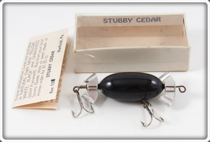 Vintage Stubby Cedar Solid Black Stubby Cedar Bait In Box