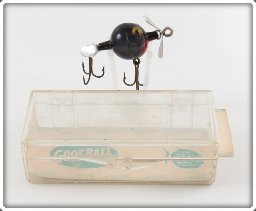 Vintage Mills Products Inc Black Fly Rod Goof Ball Lure In Box