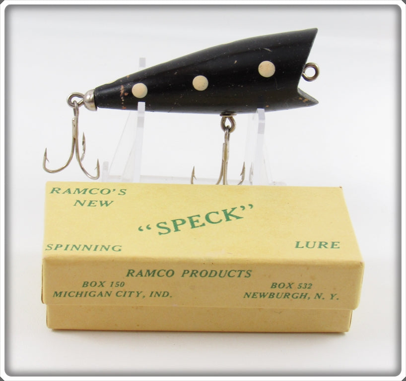 Vintage Ramco Products Black & White Speck Lure In Box