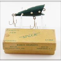 Vintage Ramco Products Green & White Speck Lure In Box