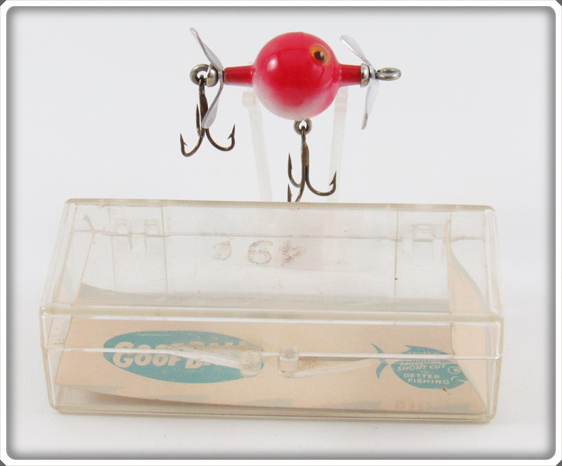 Vintage Mills Products Inc Red Fly Rod Goof Ball Lure In Box