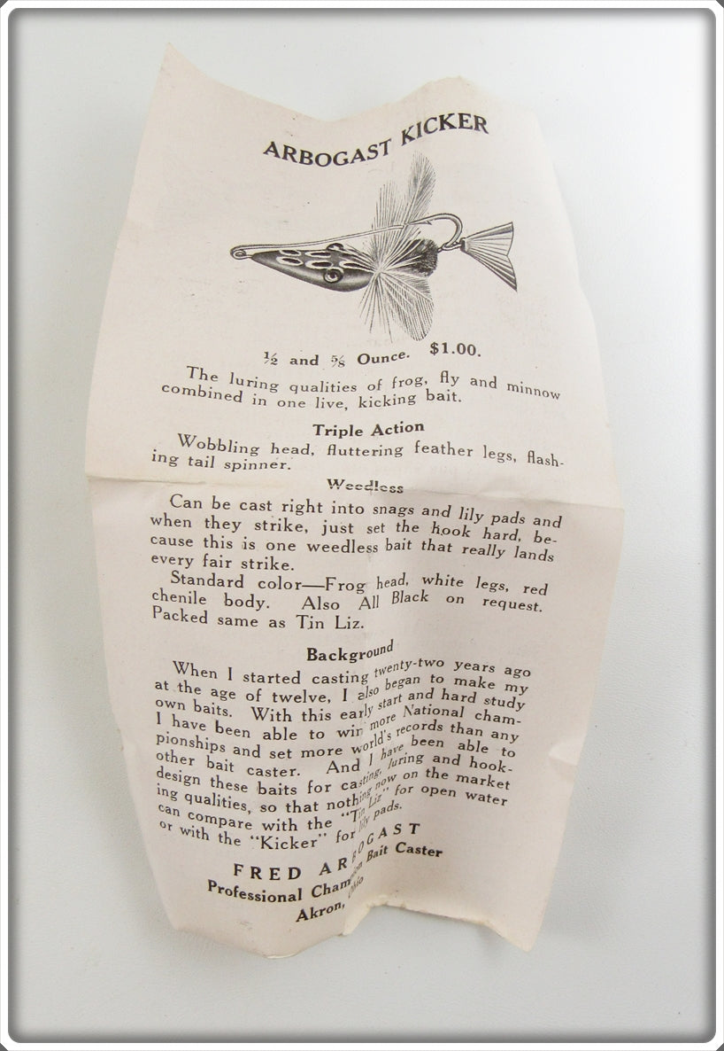 Annonce Publicitaire Originale Vintage 1960 - Leurres De Pêche Fred Arbogast Company