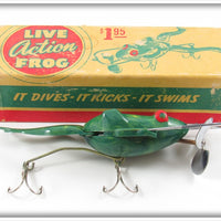 Vintage Action Frog Corp Green Live Action Frog Lure In Box