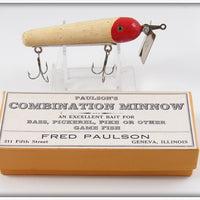 Vintage Fred Paulson Red & White Paulson's Combination Minnow In Box