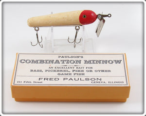 Vintage Fred Paulson Red & White Paulson's Combination Minnow In Box