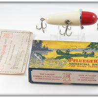 Vintage Pflueger White & Red Globe Lure In Blue Border Box