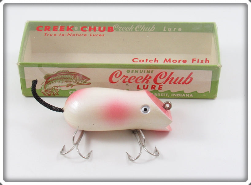Vintage Creek Chub Glow Pearl Wood Mouse Lure In Box 6580 GP For Sale
