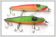 Vintage Creek Chub Fireplug & Rainbow Fire Pikie Lure Pair