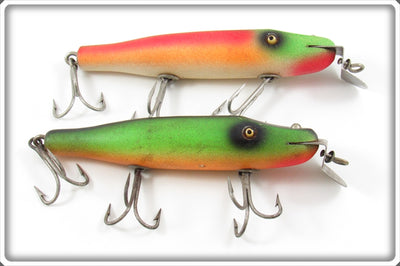 Vintage Creek Chub Fireplug & Rainbow Fire Pikie Lure Pair