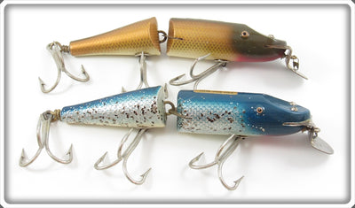 Vintage Creek Chub Golden Shiner & Blue Flash Jointed Husky Pikie Pair