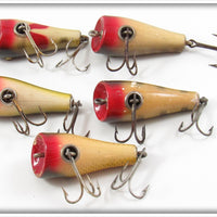Creek Chub Perch, Pikie, Frog, & Golden Shiner Midget Plunker Lot Of Five