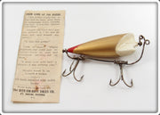 Bite Em Bate Gold, Red & White Rotating Bait With Partial Paper Insert