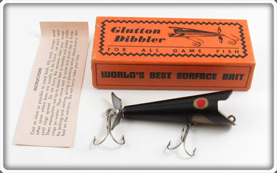 Vintage Clyde E. Key Black Glutton Dibbler Lure In Box