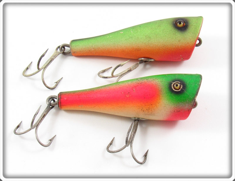 Vintage Creek Chub Fireplug & Rainbow Fire Plunker Lure Pair For Sale