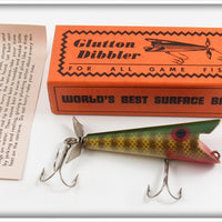 Vintage Clyde E. Key Perch Glutton Dibbler Lure In Box