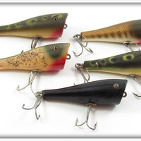 Creek Chub Pikie, Frog, Silver Flash & Black Plunker Lure Lot Of Five