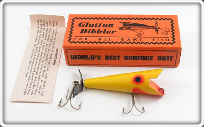 Vintage Clyde E. Key Yellow Glutton Dibbler Lure In Box 