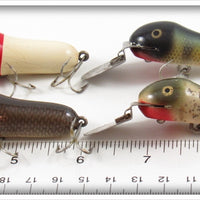 Creek Chub Red Head, Perch, Black Sucker & Silver Flash Deepster Lot Of Four
