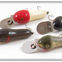 Creek Chub Red Head, Perch, Black Sucker & Silver Flash Deepster Lot Of Four