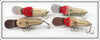 Creek Chub Red Head, Perch, Black Sucker & Silver Flash Deepster Lot Of Four