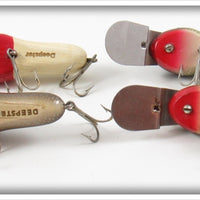 Creek Chub Red Head, Perch, Black Sucker & Silver Flash Deepster Lot Of Four