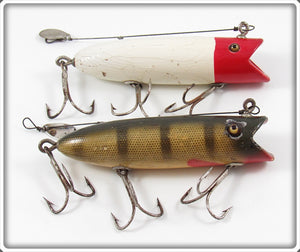 Vintage Creek Chub Red Head White & Perch Castrola Lure Pair