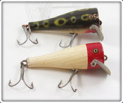 Vintage Creek Chub Frog & Red Head White Pop N Dunk Lure Pair