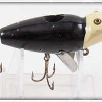 Vintage Creek Chub Black White Nite Glo Head Baby Jigger Lure