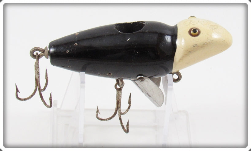Vintage Creek Chub Black White Nite Glo Head Baby Jigger Lure