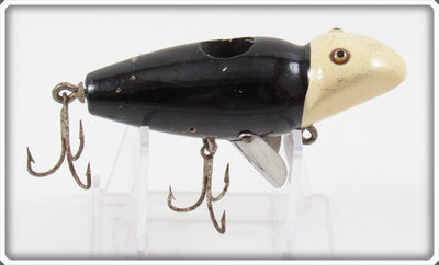 Vintage Creek Chub Black White Nite Glo Head Baby Jigger Lure