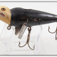 Vintage Creek Chub Black White Nite Glo Head Jigger Lure 4111