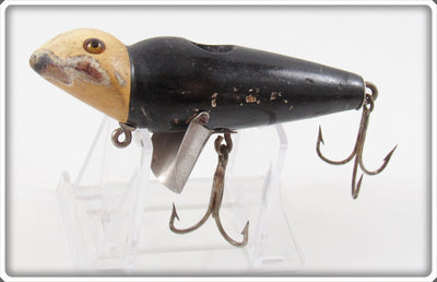 Vintage Creek Chub Black White Nite Glo Head Jigger Lure 4111