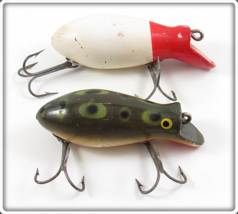 Vintage Creek Chub Frog & Red Head White Dive Bomber Kreeker Lure Pair