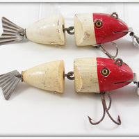 Vintage Creek Chub Red Head White Baby Wigglefish Lure Pair
