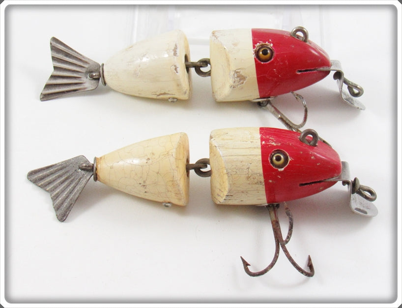 Vintage Creek Chub Red Head White Baby Wigglefish Lure Pair