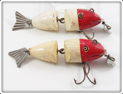 Vintage Creek Chub Red Head White Baby Wigglefish Lure Pair