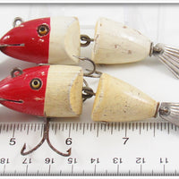 Creek Chub Red Head White Baby Wigglefish Pair