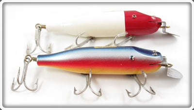 Vintage Creek Chub Red Head White & Rainbow Striper Pikie Lure Pair