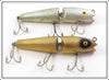 Vintage Creek Chub Shad & Gold Scale Jointed Darter Lure Pair For Sale