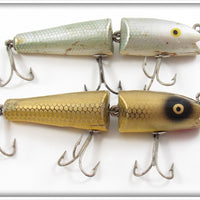 Vintage Creek Chub Shad & Gold Scale Jointed Darter Lure Pair For Sale