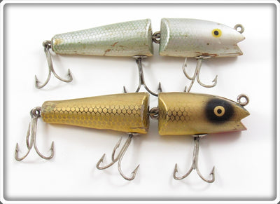 Vintage Creek Chub Shad & Gold Scale Jointed Darter Lure Pair For Sale