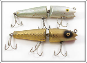 Vintage Creek Chub Shad & Gold Scale Jointed Darter Lure Pair For Sale