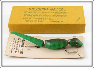 Vintage Joe B. Hinkle Green The Hinkle Lizard Lure In Box